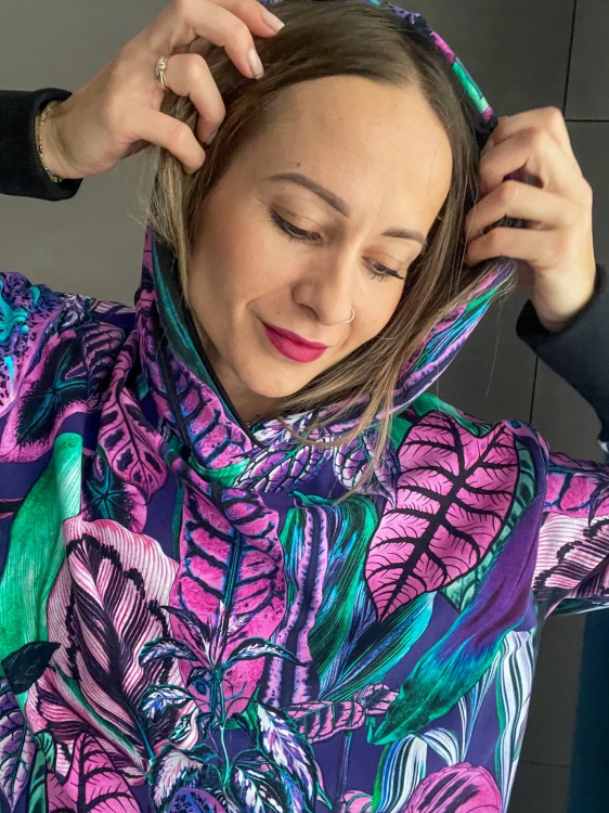 DAMSKA BLUZA HOODIE FIOLETOWE LIŚCIE