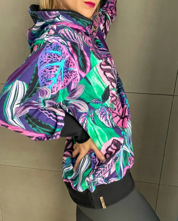 DAMSKA BLUZA HOODIE FIOLETOWE LIŚCIE