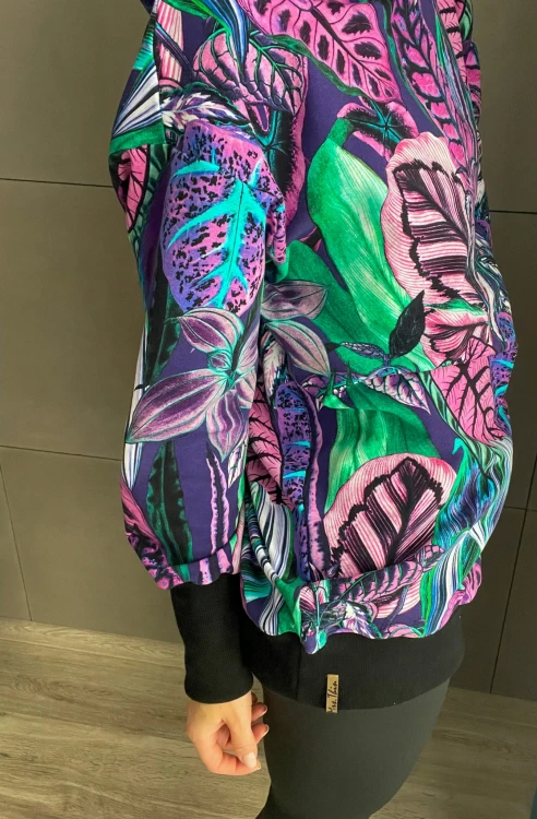 DAMSKA BLUZA HOODIE FIOLETOWE LIŚCIE