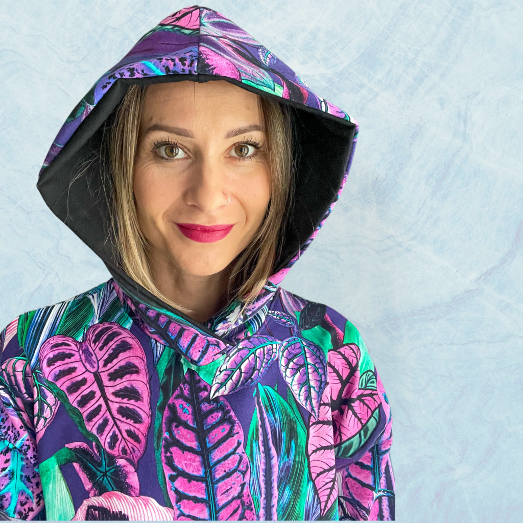 DZIANINA FIOLETOWE LIŚCIE