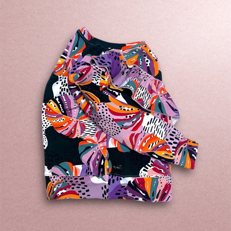 Bluza z falbanką monstera pantera