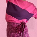 Koszulka damska oversize patchwork Fuksja &amp;Fiolet