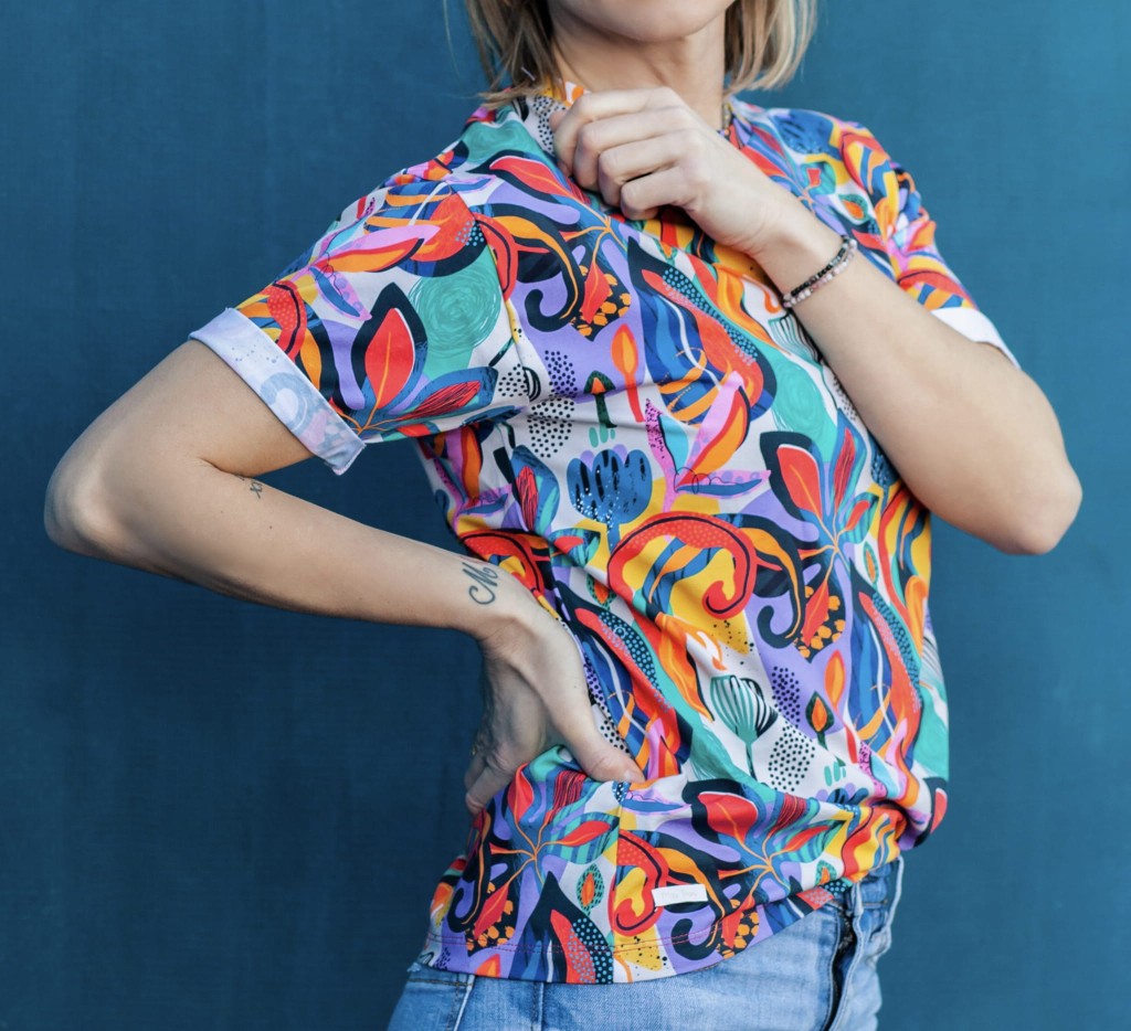 DAMSKA KOSZULKA POMARAŃCZOWA ABSTRAKCJA