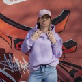 BLUZA Z KAPTUREM LILA