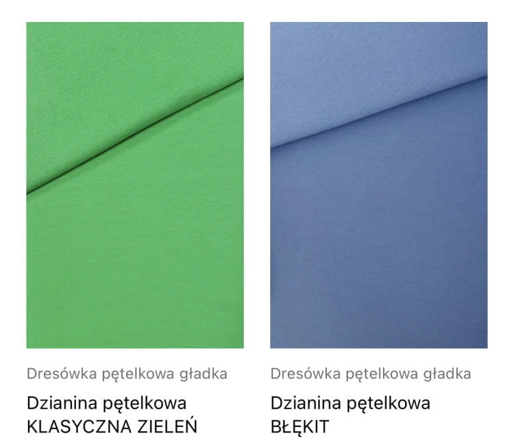 DZIANINA DRESOWA KLASYCZNA ZIELEŃ, BŁĘKIT