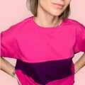 Koszulka damska oversize patchwork Fuksja &amp;Fiolet