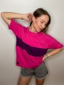 Koszulka damska oversize patchwork Fuksja &amp;Fiolet