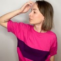 Koszulka damska oversize patchwork Fuksja &amp;Fiolet