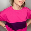 Koszulka damska oversize patchwork Fuksja &amp;Fiolet