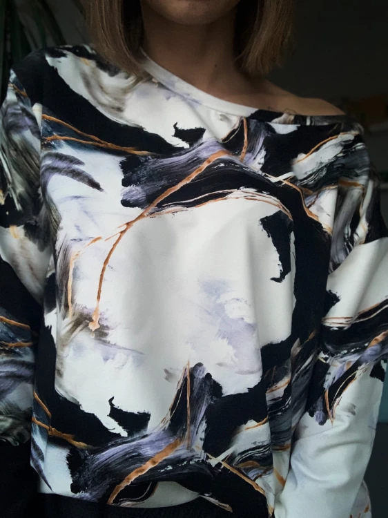 damska bluza biało czarna off shoulder