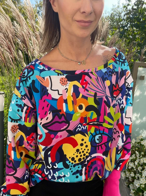 Damska różowa bluza ABSTRAKCJA  off shoulder
