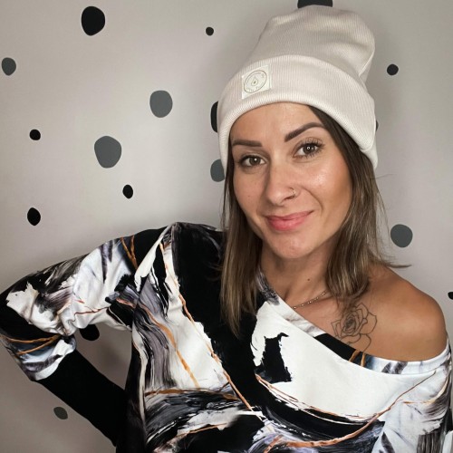 Czapka BEANIE  biały piasek