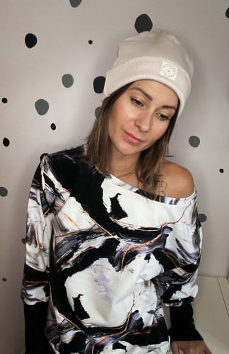 Czapka BEANIE  biały piasek
