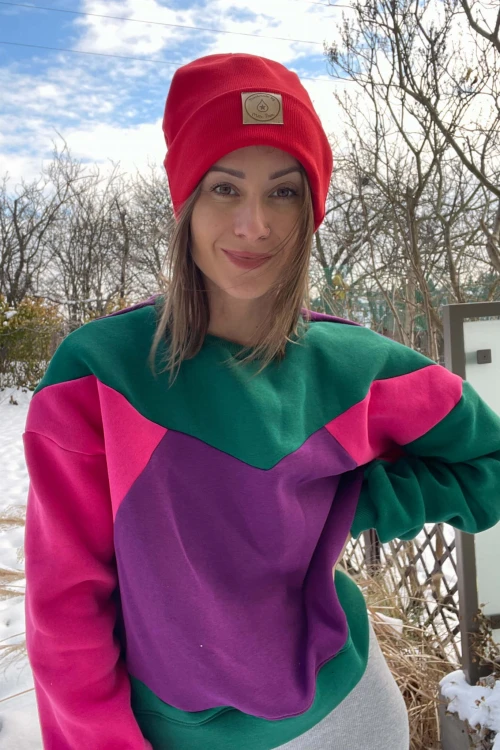 Czapka beanie czerwona — dwuwarstwowa dzianina