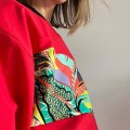 Damska czerwona bluza PATCHWORK liście