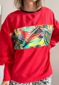 Damska czerwona bluza PATCHWORK liście