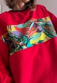 Damska czerwona bluza PATCHWORK liście