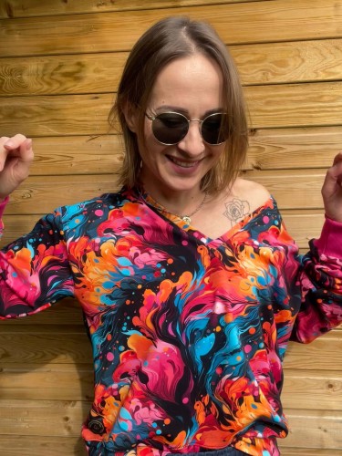 Damska bluza V - neck EKSPRESJA