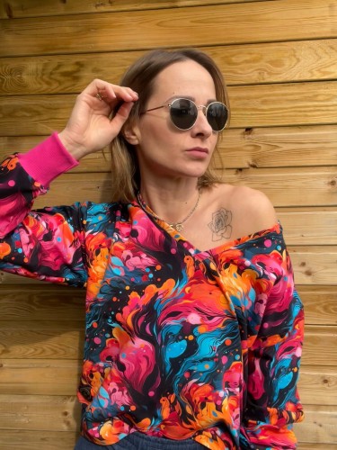 Damska bluza V - neck EKSPRESJA