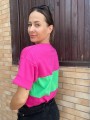 Koszulka PATCHWORK fuksja &amp; zieleń