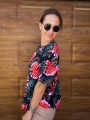 Koszulka CZERWONA MONSTERA oversize