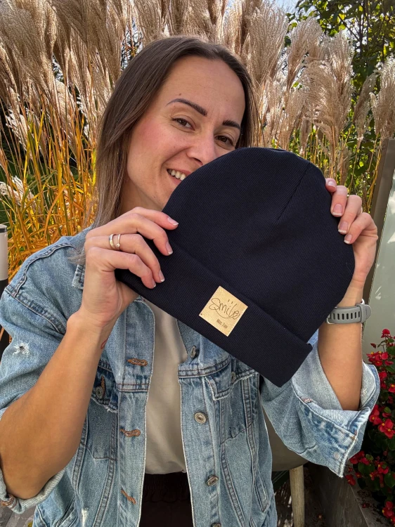 Czapka beanie SMILE granat