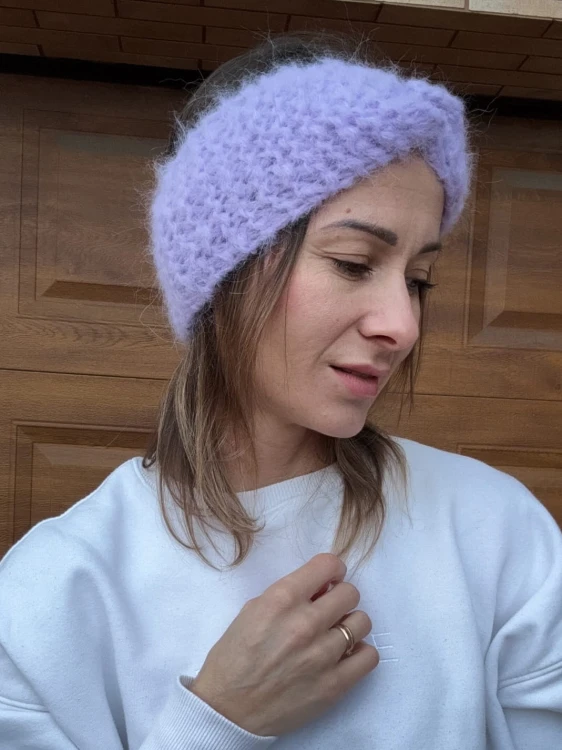 Opaska twist ALPAKA/MERINO liliowa