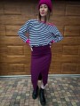 Bluza OFF SHOULDER paski fuksja