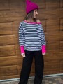 Bluza OFF SHOULDER paski fuksja