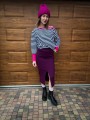 Bluza OFF SHOULDER paski fuksja