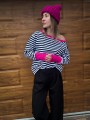 Bluza OFF SHOULDER paski fuksja