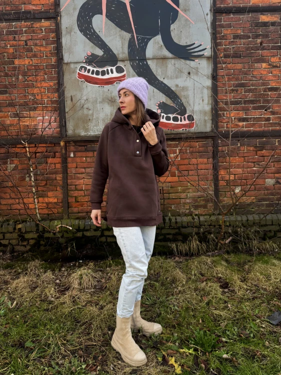 Bluza z napami NO STRESS brązowa