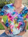 Damska koszulka V - neck LUNA multikolor