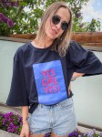 Damski granatowy t-shirt YES, GIRL YES!  