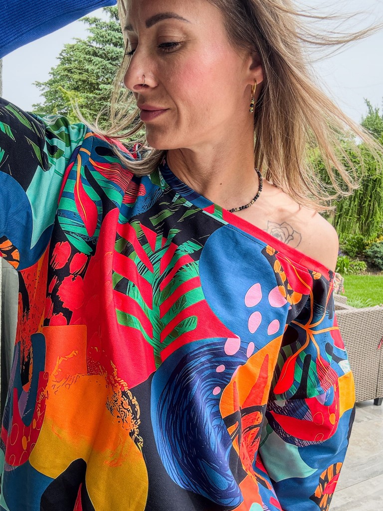 Bluza kolorowa handmade off shoulder