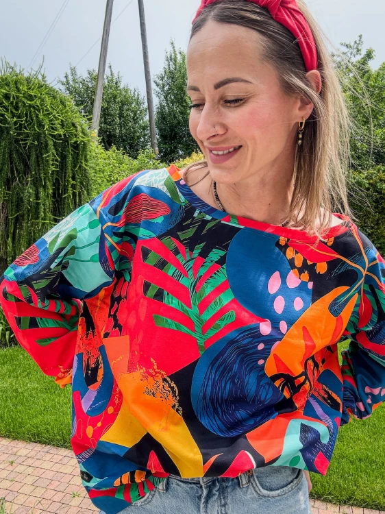 Bluza kolorowa handmade off shoulder