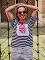 Damski t-shirt w paski YES, GIRL YES!