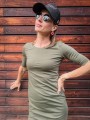 Minimalistyczna sukienka t-shirt z rozcięciem KHAKI
