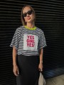 Damski t-shirt w paski YES, GIRL YES! - limone