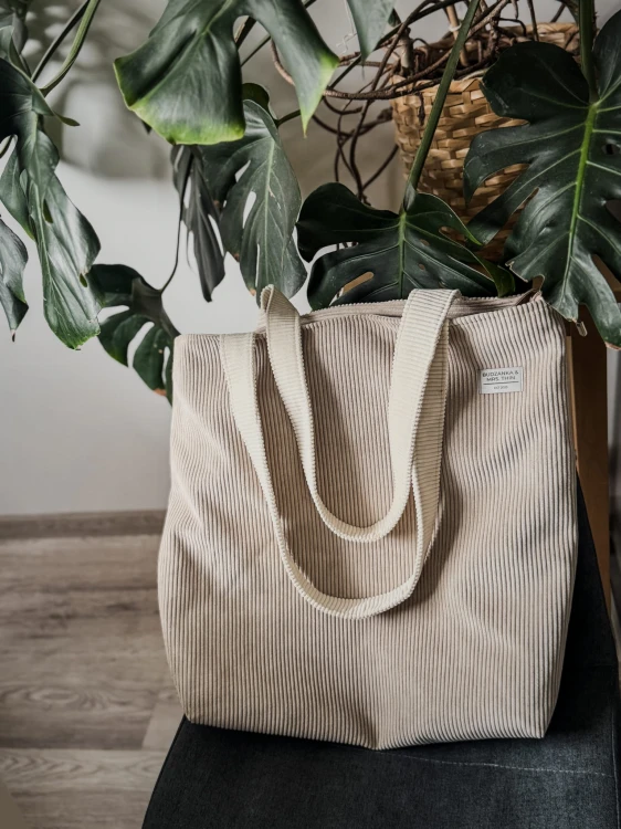 SHOPPER BAG sztruks BEŻ