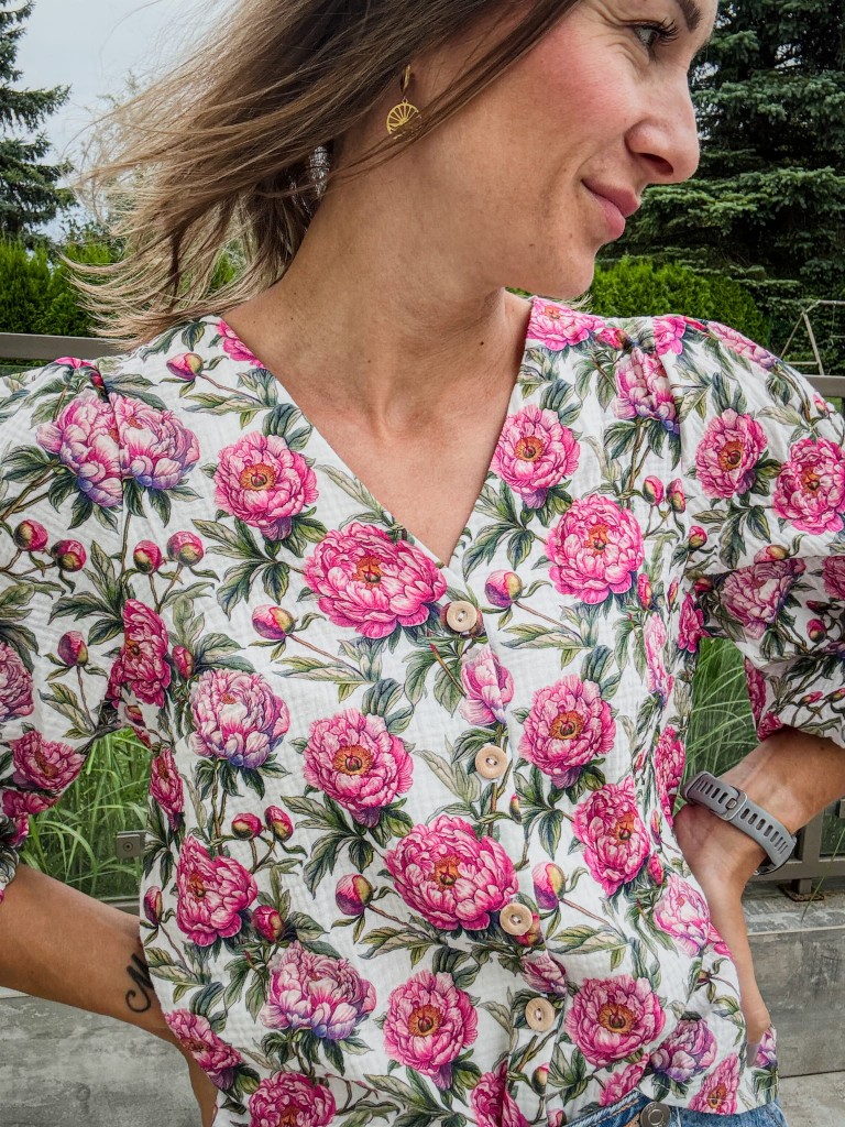 Muślinowa koszula PIWONIE