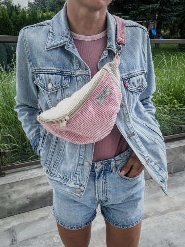 Sztruksowa nerka PINK/CREAM