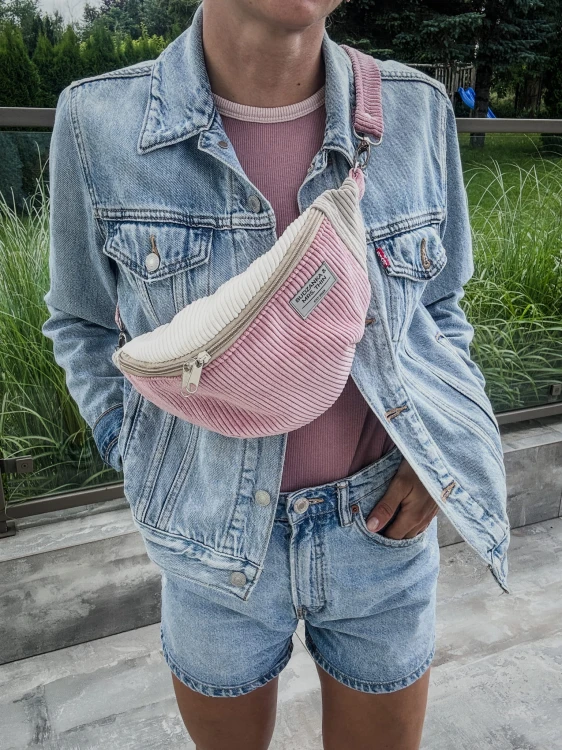 Sztruksowa nerka PINK/CREAM