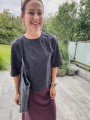 Damski czarny t-shirt COMFY kropki