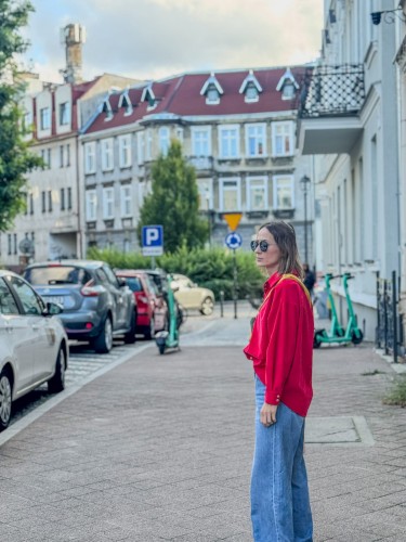 Damska koszula oversize SZTRUKSOWA chilli