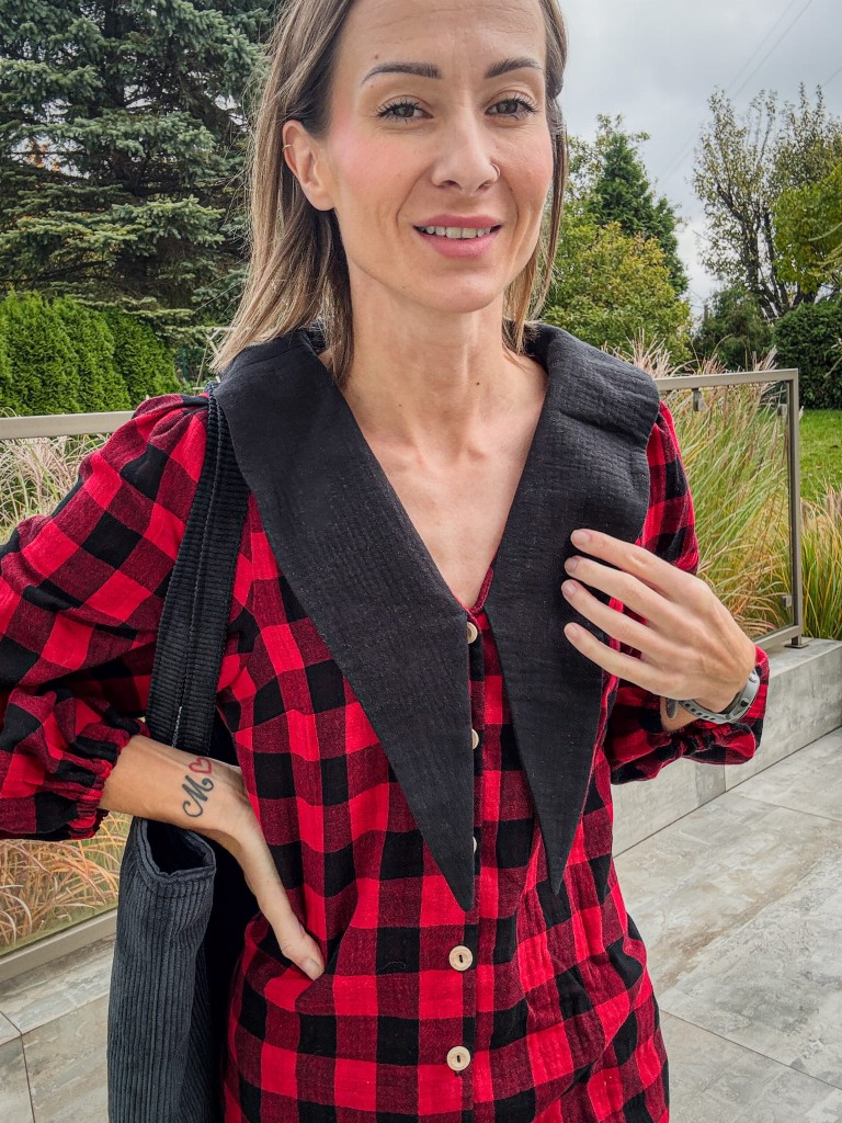 Damska koszula w kratkę z kołnierzykiem