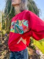 Damska czerwona bluza PATCHWORK liście