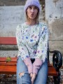 Damska biała bluza w kwiaty ŁĄKA
