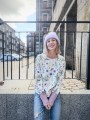 Damska biała bluza w kwiaty ŁĄKA