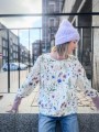 Damska biała bluza w kwiaty ŁĄKA